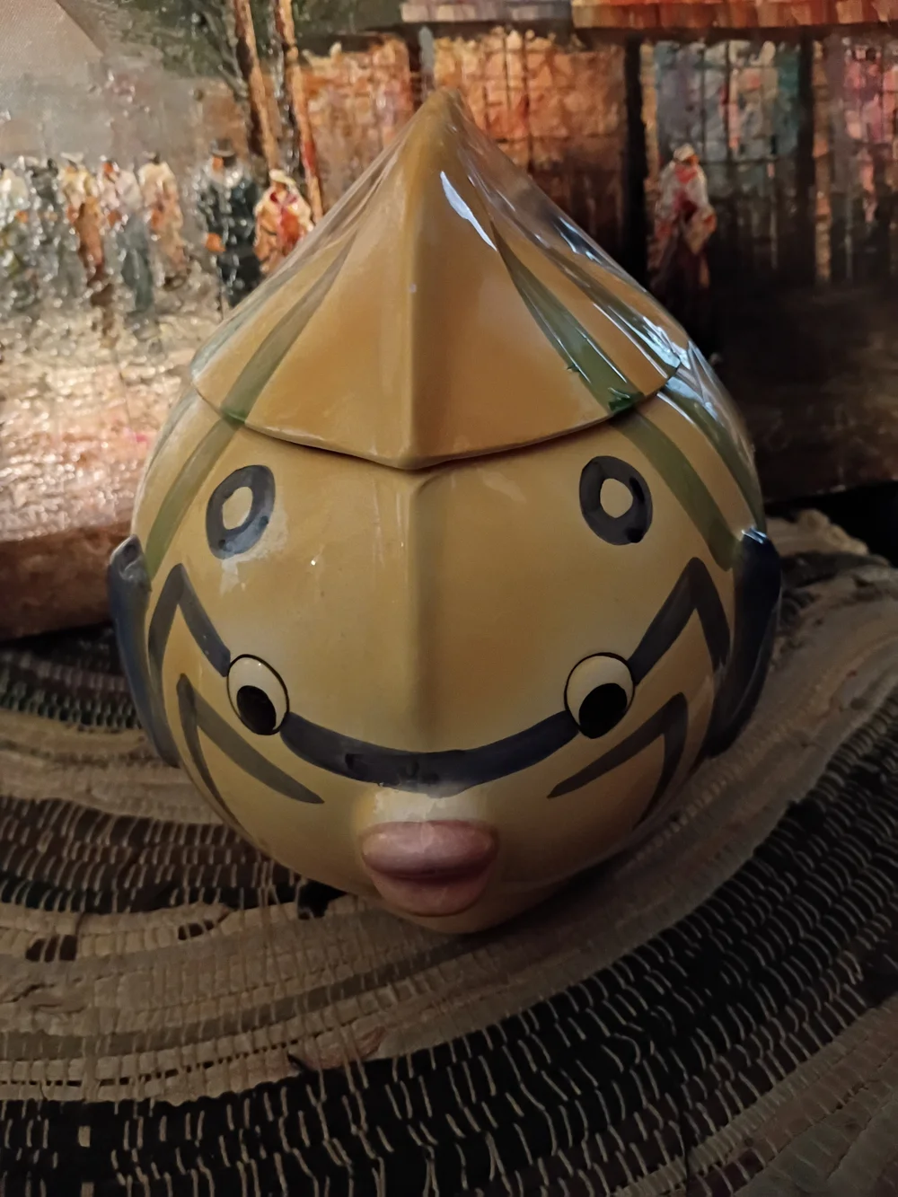 Hand-Painted Yellow Ceramic Fish Jar with Lid - Home Accents MONTGOMERY WARD 🐠